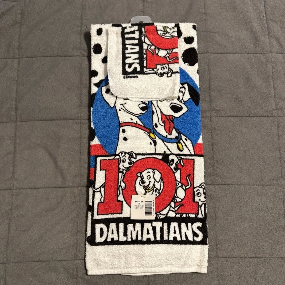 Vintage Disney 101 Dalmatians Towel & Washcloth‎ Set NWT Puppy Pongo